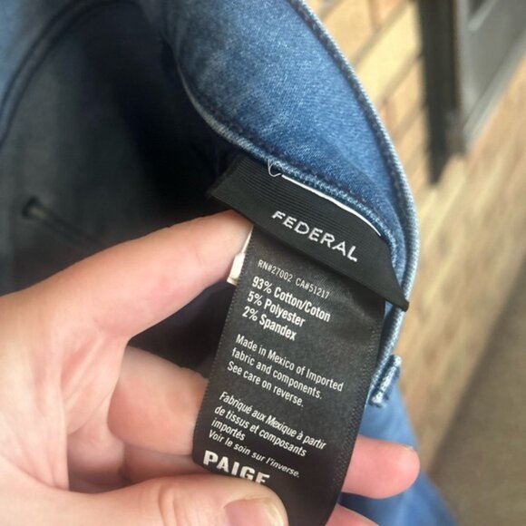 Paige Federal Jeans Men's Size 36 Blue Straight Slim Leg Stretch Denim - Picture 3 of 7